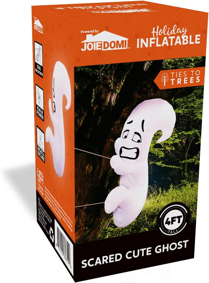 Joiedomi 4 FT Hoher Halloween Aufblasbarer Geisterbaum mit eingebauten LEDs, Blow Up Cute Ghost Tree