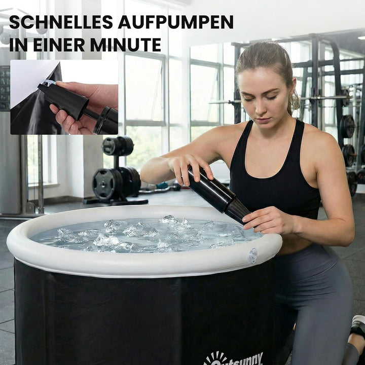 Outsunny Eisbad Ø78 cm Faltbare Eisbadewanne aufblasbare Eistonne 280L mit 3 Isolierschichten Abdeck