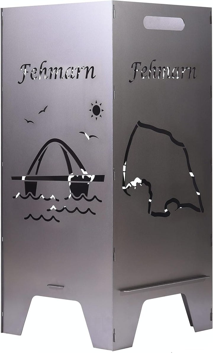 Feuertonne Mit Insel Motiv | Stabiles Stecksystem Mit Tragegriffen | Besonders Robust & Aus Hochwert