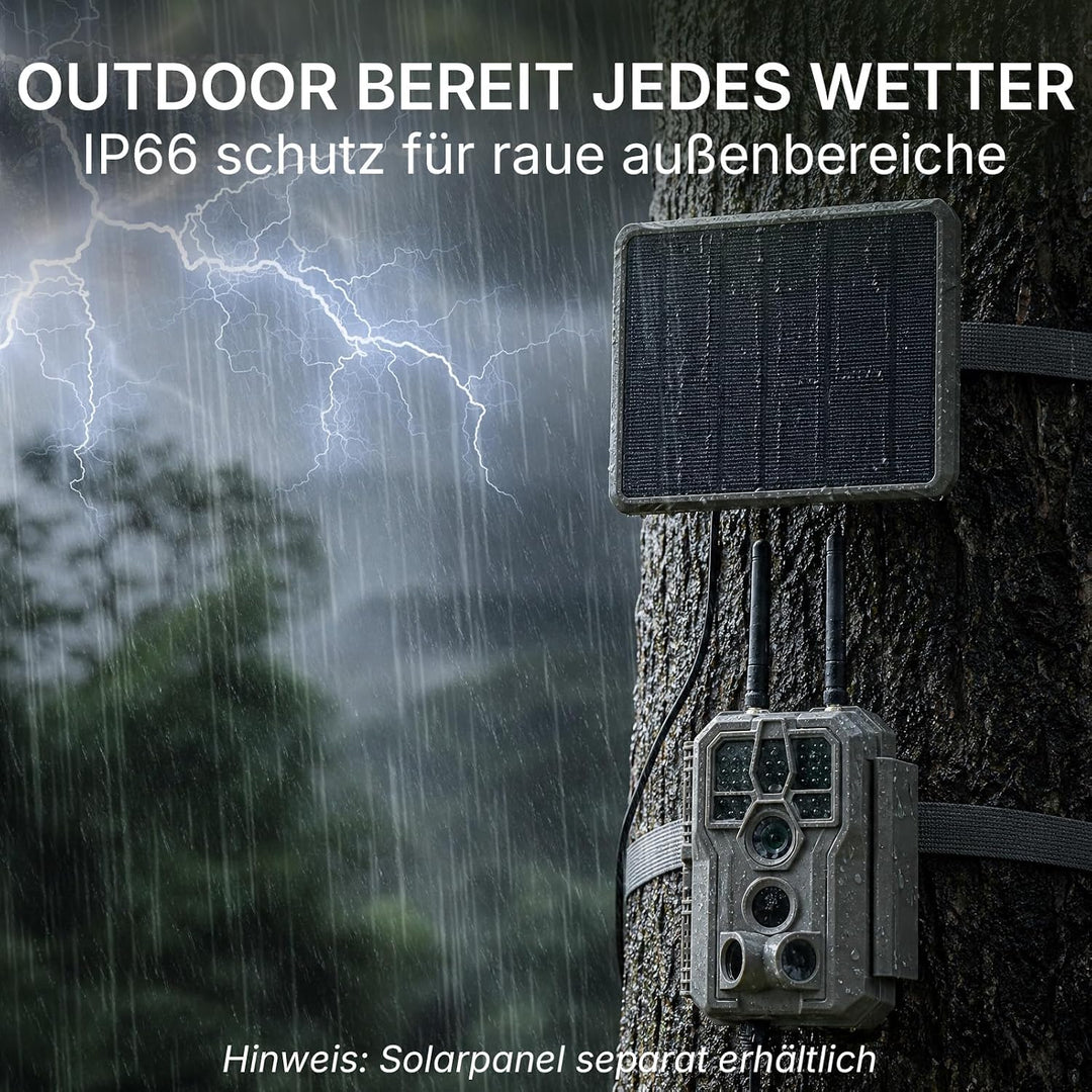 GardePro E8 2.0 Pro Wildkamera Doppelantenne WLAN mit 64GB SD Karte, 64MP H.264 4K Video Wiederaufla