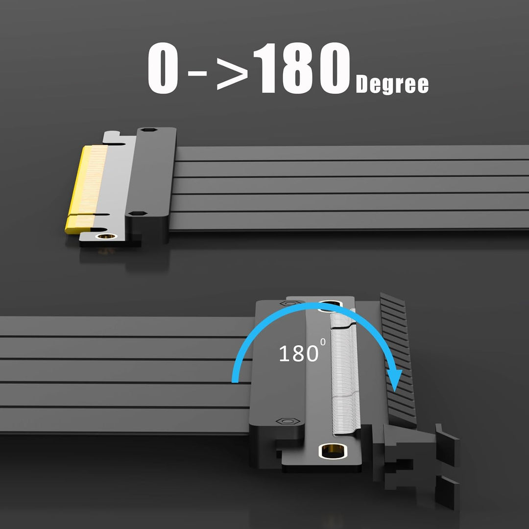glotrends PCIe 4.0 X16 GPU Riser Kabel Länge 600mm, Buchse 180 Grad Winkel, Kompatibel mit Gen 4 GPU