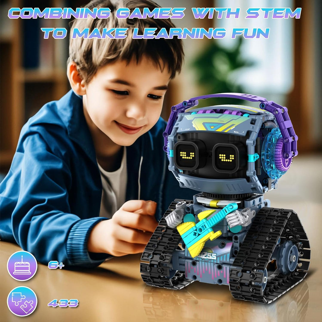 Technik Roboter Kinder für Jungen, 3-IN-1 Technik Bauspielzeug mit App-Fernsteuerung, Strassenwalze/