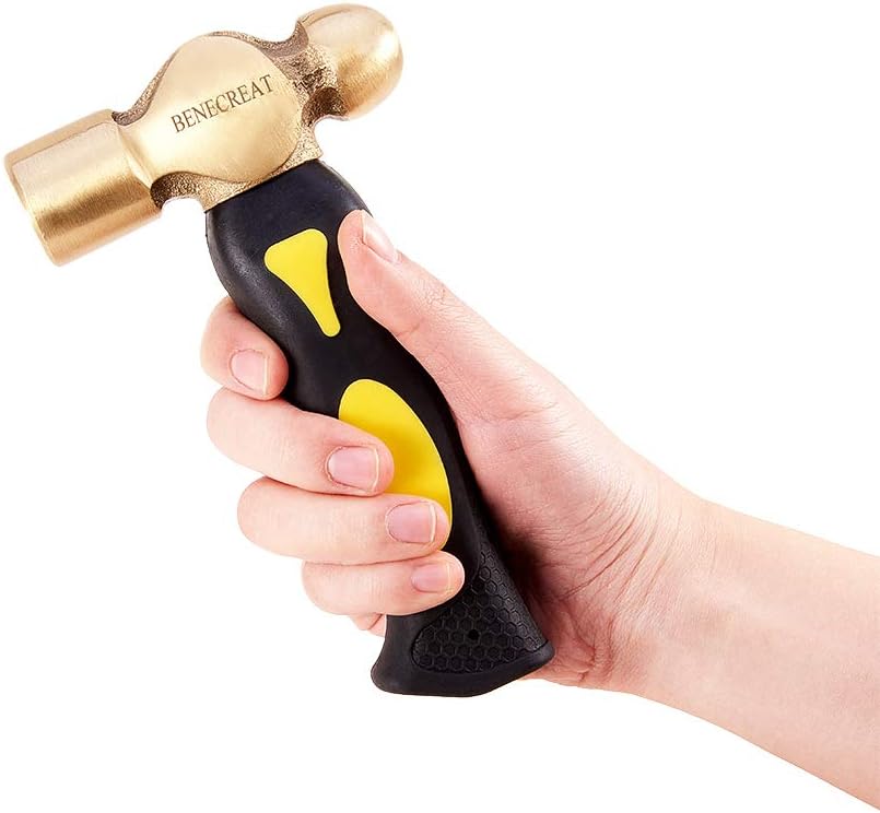 BENECREAT Messinghaupt Metal Stamping Hammer für DIY Kunstgewerbe Schmuckherstellung, Subby Kurzgrif