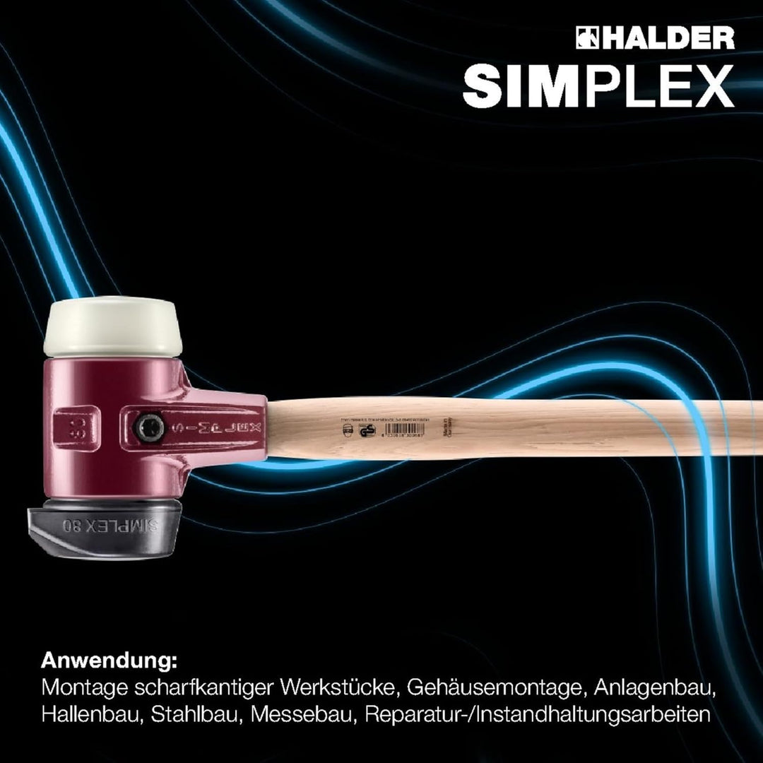 SIMPLEX-Vorschlaghammer, Gummikomposition, mit Standfuss/Nylon; mit Tempergussgehäuse und Hickorysti