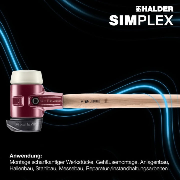 SIMPLEX-Vorschlaghammer, Gummikomposition, mit Standfuss/Nylon; mit Tempergussgehäuse und Hickorysti