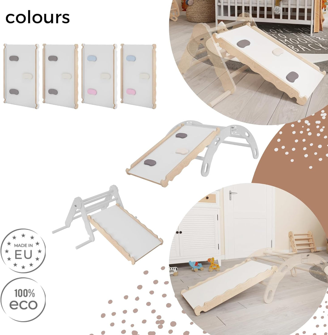 MAMOI® Rutsche Indoor, Rutschbrett für Klettergerüst, Kinderrutsche aus Holz für Kletterdreieck und