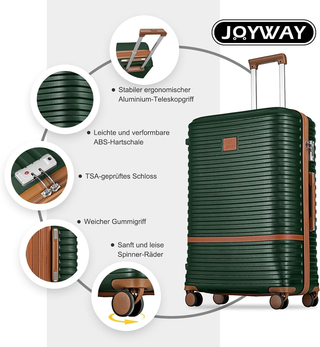 Joyway Kofferset 4 Teilig Hartschale mit 4 Rollen und TSA-Schloss Der Gepäcksets Enthält 1 Kosmetikk