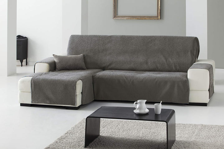 Eysa Praktische Sofabezüge, Chaiselongue 240 cm, Rechte Vorderansicht, Stoff, Orange, Drei Sitzplätz