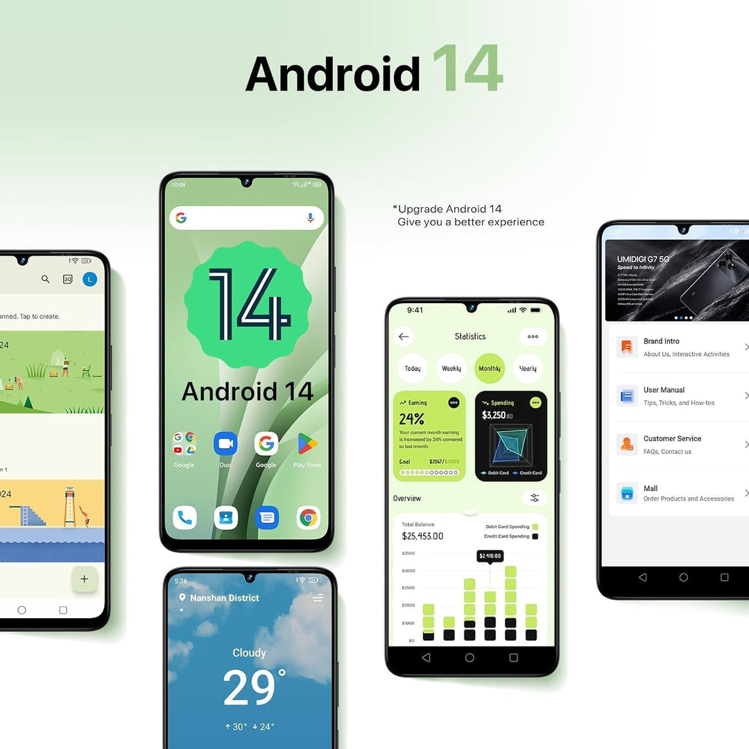 UMIDIGI G9C Android 14 NFC Smartphone(2024),12(6+6)+128GB,90Hz,50MP+8MP Kamera,Bluetooth 5.4,Simlock