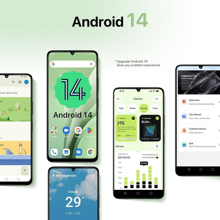 UMIDIGI G9C Android 14 NFC Smartphone(2024),12(6+6)+128GB,90Hz,50MP+8MP Kamera,Bluetooth 5.4,Simlock