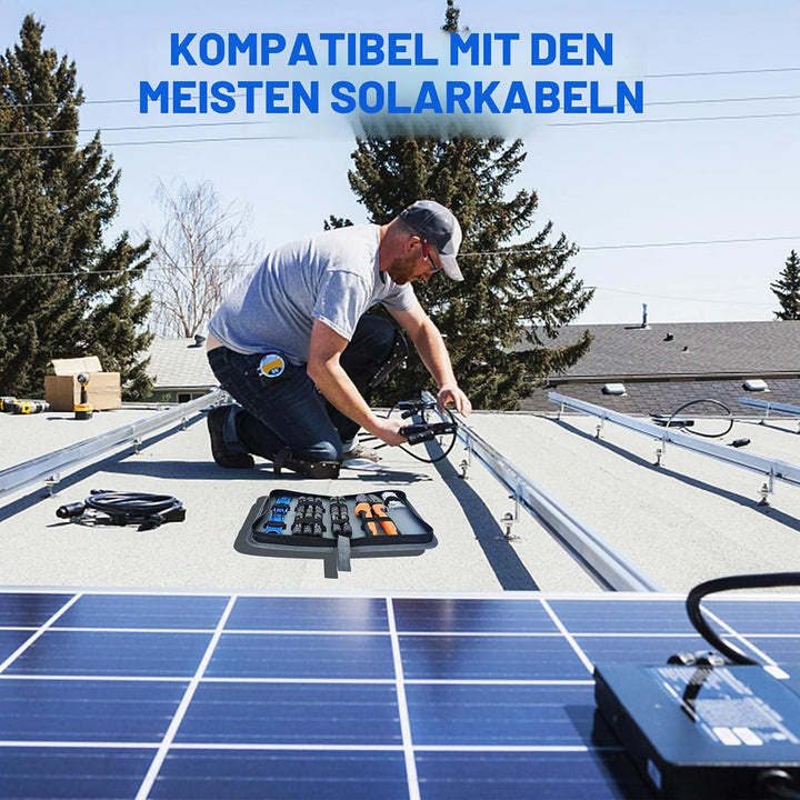 ECO-WORTHY Solar Stecker Crimpzange Set für 2,5/4/6mm² Solarpanel Solarkabel, 10 Paar Solarstecker +