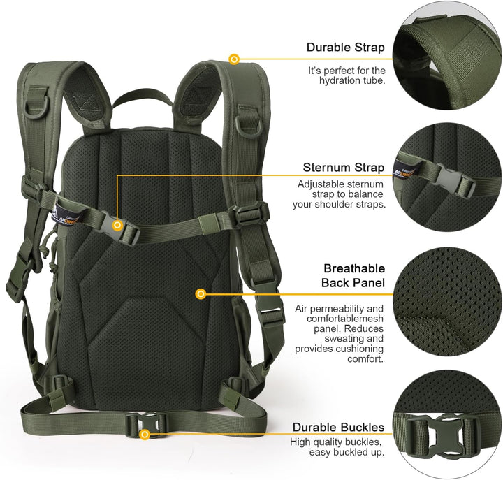 Mardingtop 15L/25L Rucksack Herren Militär Rucksäcke Wanderrucksack für Taktischer Fahrrad Wandern S