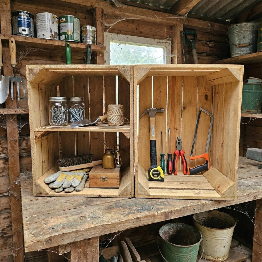 Teramico Vintage gebrauchten Holzkisten/Obstkisten/Weinkisten original aus dem Obstanbau mit Ablagef
