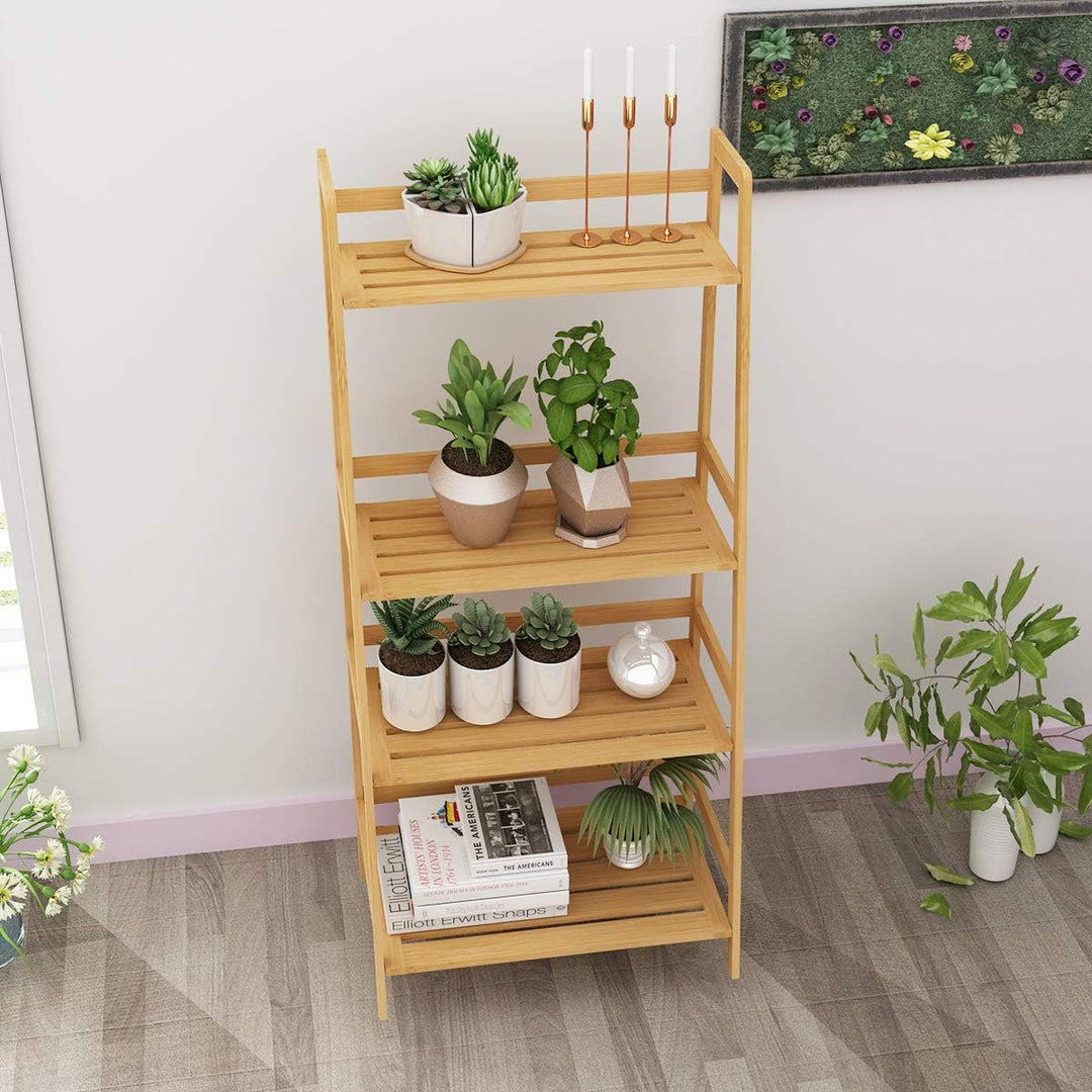 sogesfurniture Bücherregal Bambus Leiterregal Pflanzenregal Badregal Lagerregal mit 4 Böden, perfekt