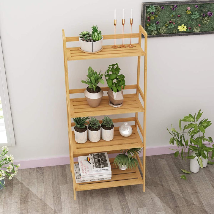 sogesfurniture Bücherregal Bambus Leiterregal Pflanzenregal Badregal Lagerregal mit 4 Böden, perfekt