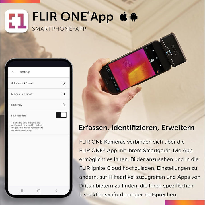 FLIR One Wärmebildkamera für iOS-Geräte Version 3, Silver iOS Heimanwender -