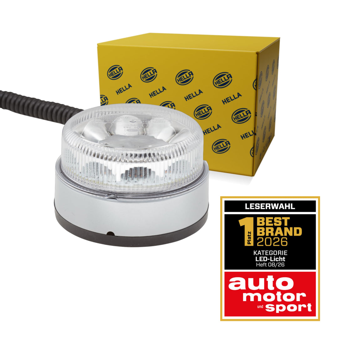HELLA - LED-Blitz-Kennleuchte - K-LED Blizzard - 12/24V - gelb - Anbau/Magnetbefestigung - Kabel: 60