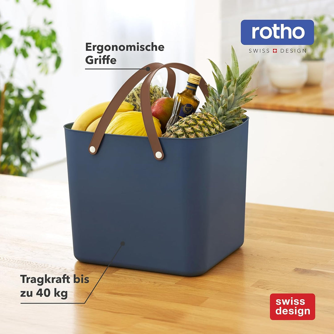 Rotho Albula Einkaufskorb, Kunststoff (PP recycelt), blau, 40l, (39,8 x 35,5 x 34 cm)