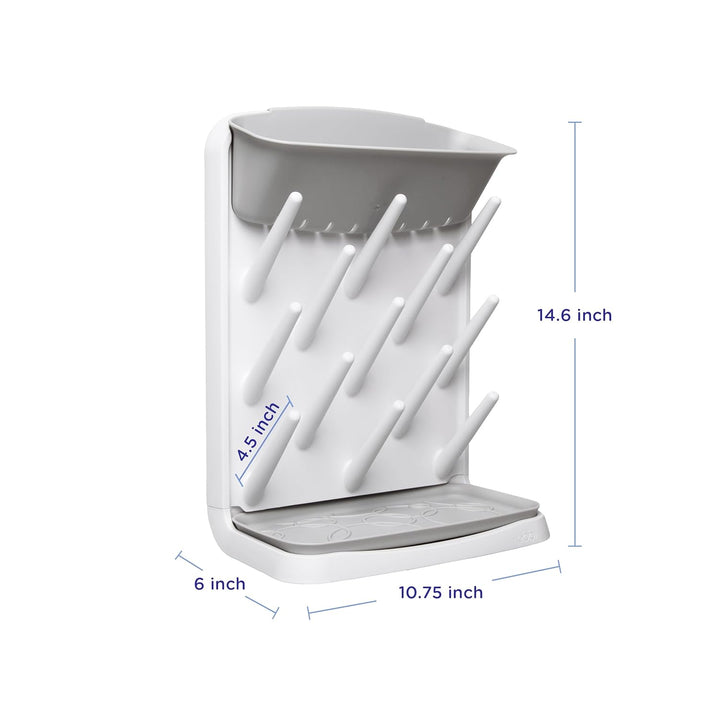 Ubbi Vertical Baby Bottle Drying Rack, Space Saving Countertop Drying Rack Baby Accessory, Grey Grey