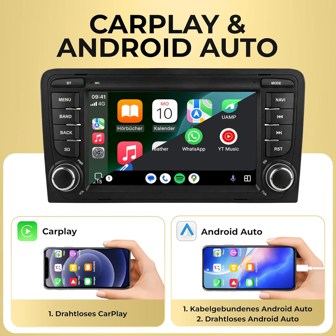 M.I.C. AA38-L2 Android 14 Autoradio mit Navigation: MediaTek MT6765V, 4GB+64GB, 8.8 Zoll QLED Displa