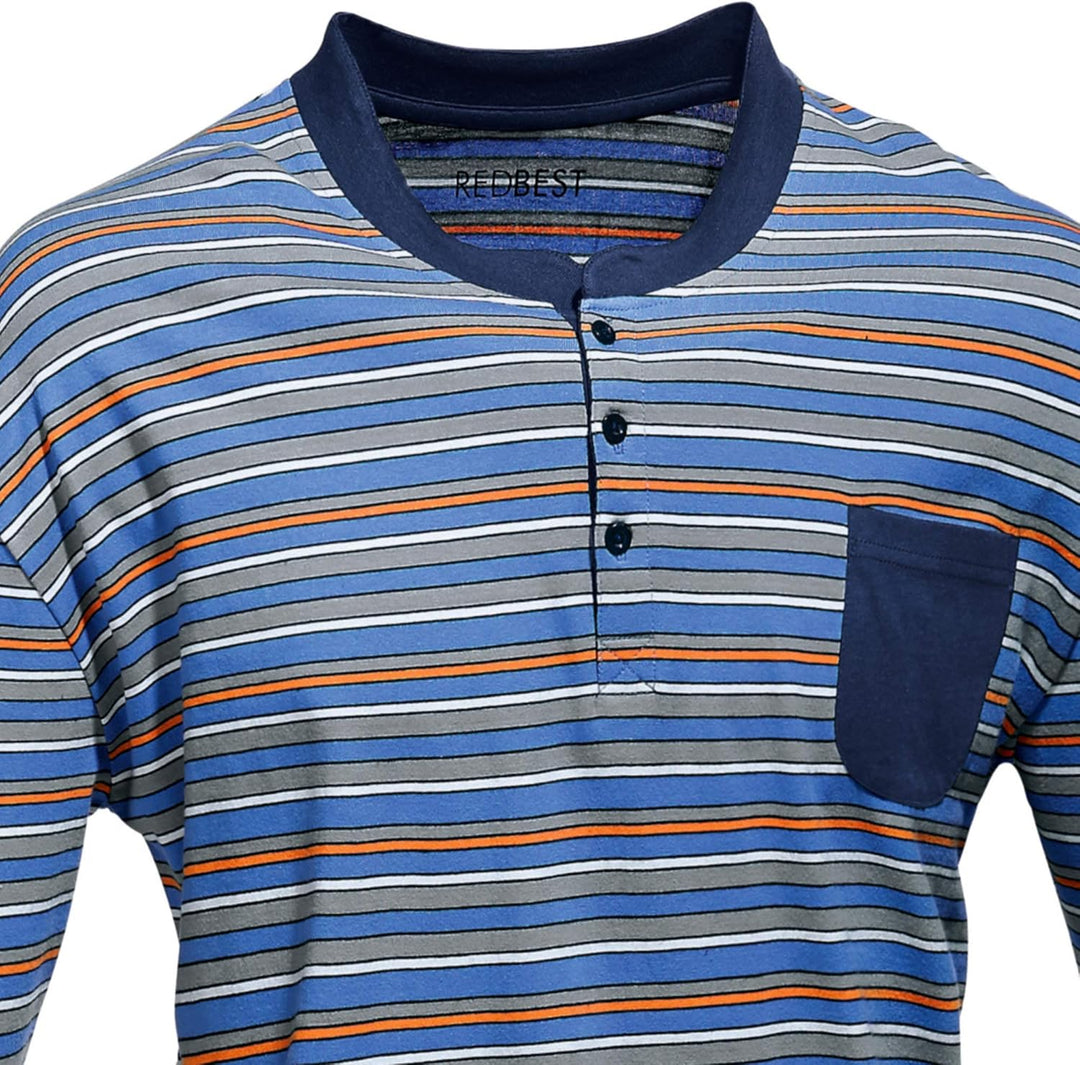 REDBEST Herren-Schlafanzug Single-Jersey Hellblau 56, Hellblau 56