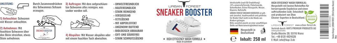 · URBAN FOREST · PREMIUM PRODUCTS Nachhaltiges Sneaker Power Reiniger Konzentrat inkl. Schwamm + 4X