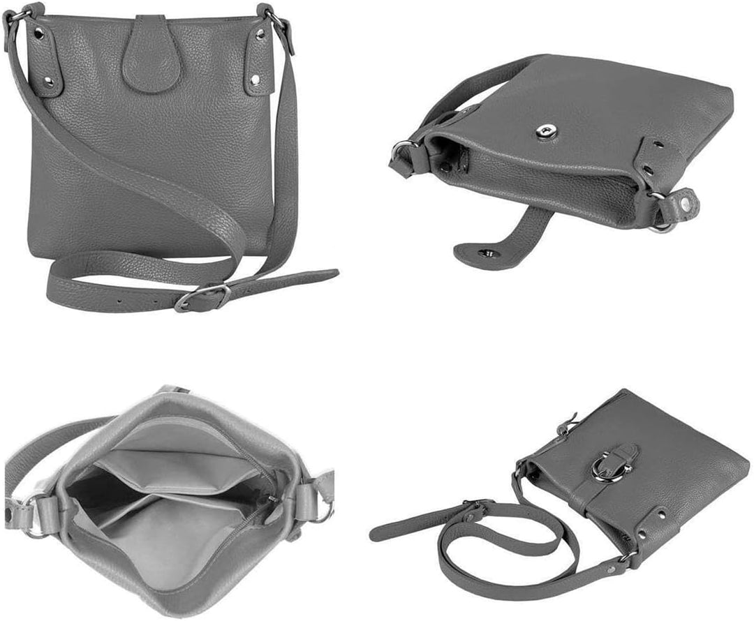 ITALYSHOP24 OBC Made in Italy DAMEN LEDER TASCHE Schultertasche CrossOver Handtasche Umhängetasche B