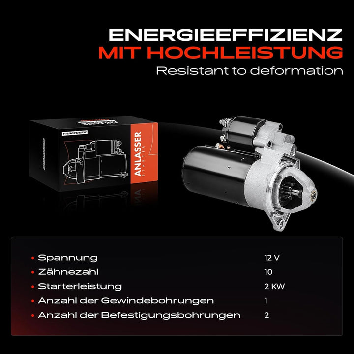 Frankberg Anlasser Starter Kompatibel mit Astra G F67 T98 1998-2005 Omega B 21 V94 1997-2003 Vectra