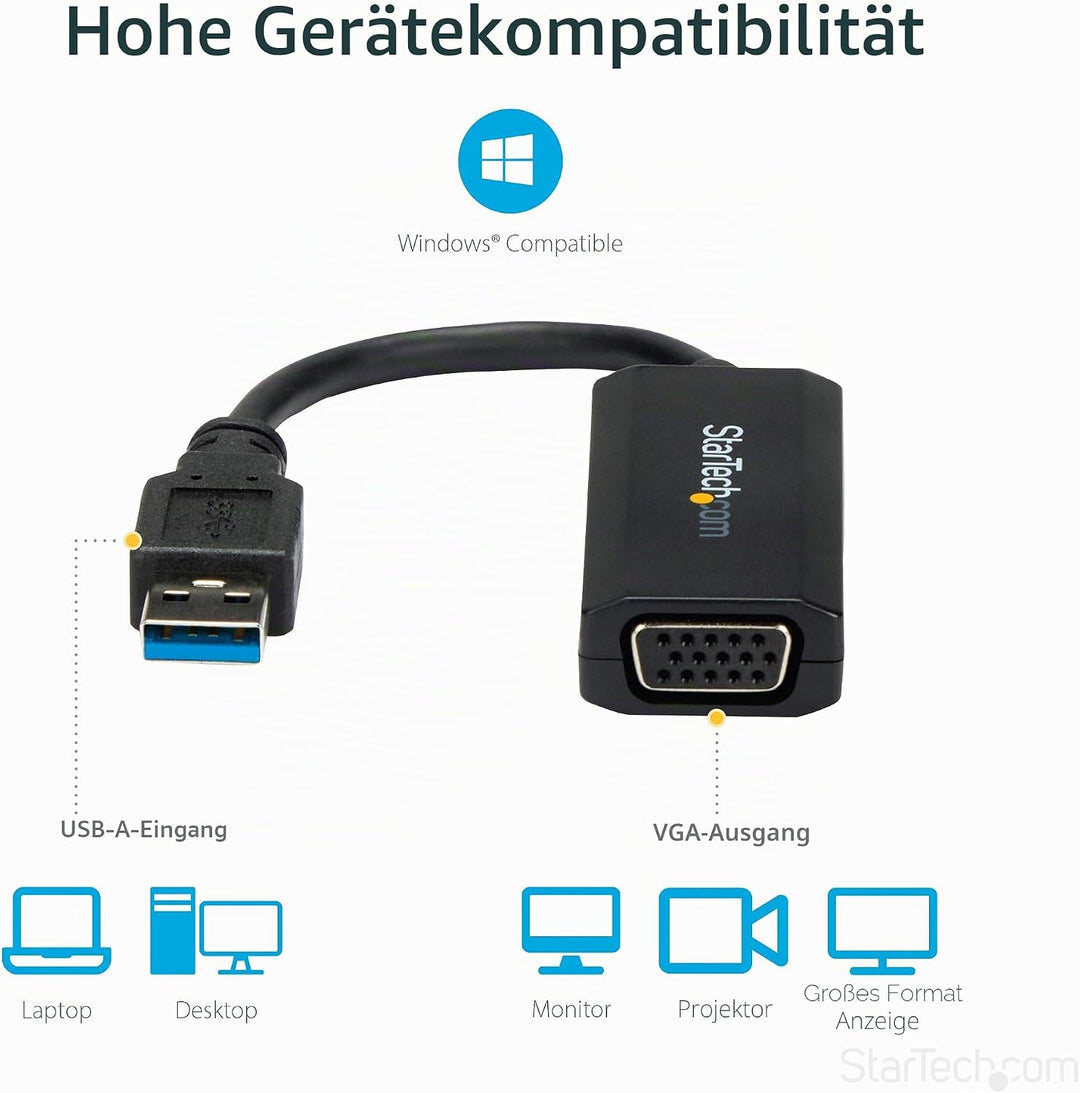 StarTech.com USB 3.0 auf VGA Adapter / Konverter mti on-board driver - 1920x1200 1080p | On-Board Dr