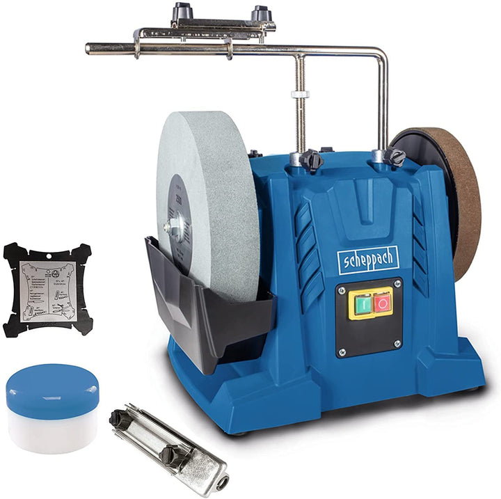 Scheppach Nass-Schleifsystem Tiger 7000s (Nass-Schleifmaschine mit 200W Induktions-Motor, Edelkorund