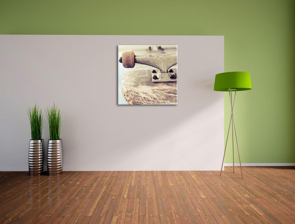 Skateboard schwarz weiss, Format: 70x70 auf Leinwand, XXL riesige Bilder fertig gerahmt mit Keilrahm