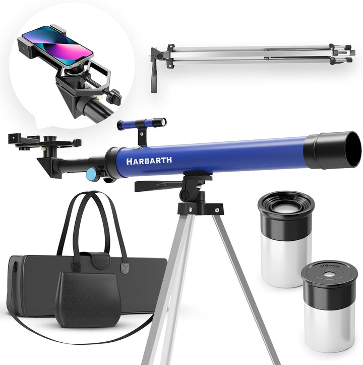 HARBARTH Teleskop Linsenteleskop + Okulare - Ideal für Erwachsene & Junge Astronomen - Fernrohr, Tel