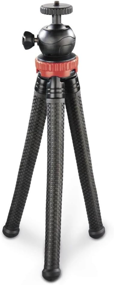 Hama Stativ Flexpro (für Smartphone, GoPro und Kameras, mit Gelenkfüssen, Höhe 27 cm) schwarz/rot sc