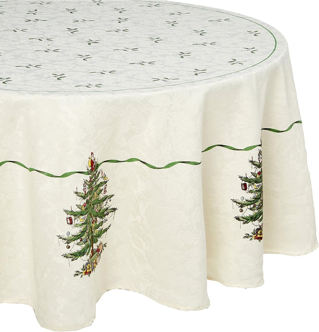Spode – Tischdecke, Küchenzubehör, Urlaubsdekoration (Spode Weihnachtsbaum-Kollektion, 177,8 cm rund