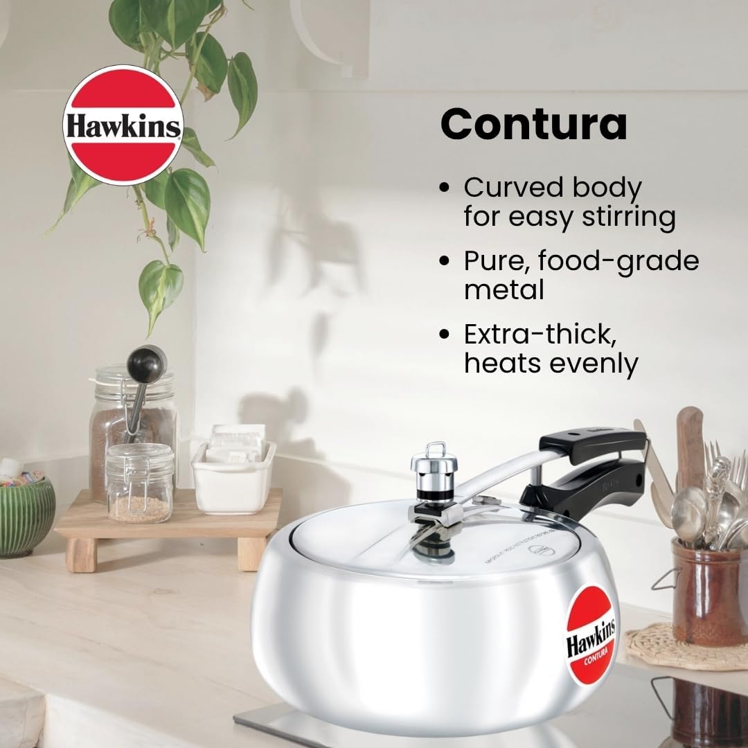 Hawkins HC35 Contura Schnellkochtopf, 3,5 l, Aluminium 3.5 litre, 3.5 litre