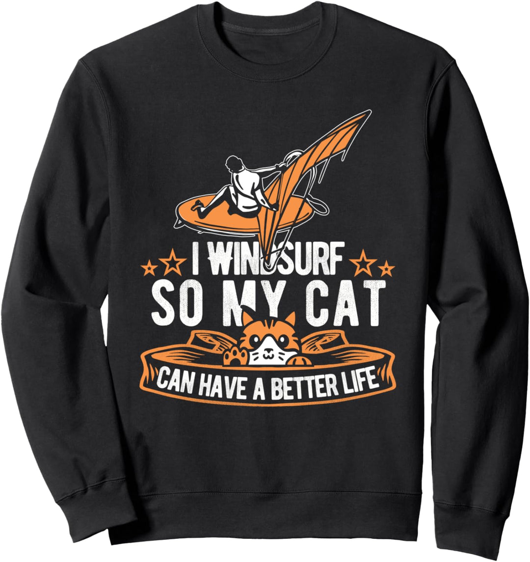 Windsurfen Katze Windsurfing Surfbrett - Windsurfer Windsurf Sweatshirt