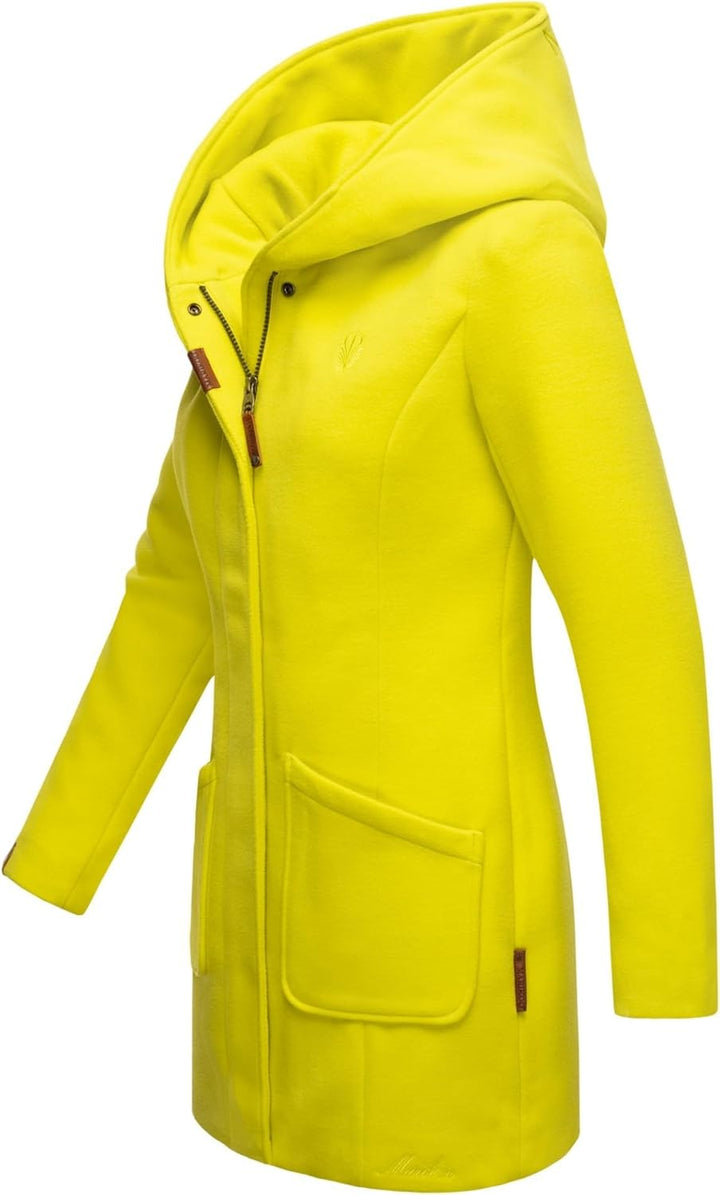 MARIKOO Damen Mantel Trenchcoat Wintermantel Übergangs Jacke Parka Lang B819 XS Lime-Green, XS Lime-