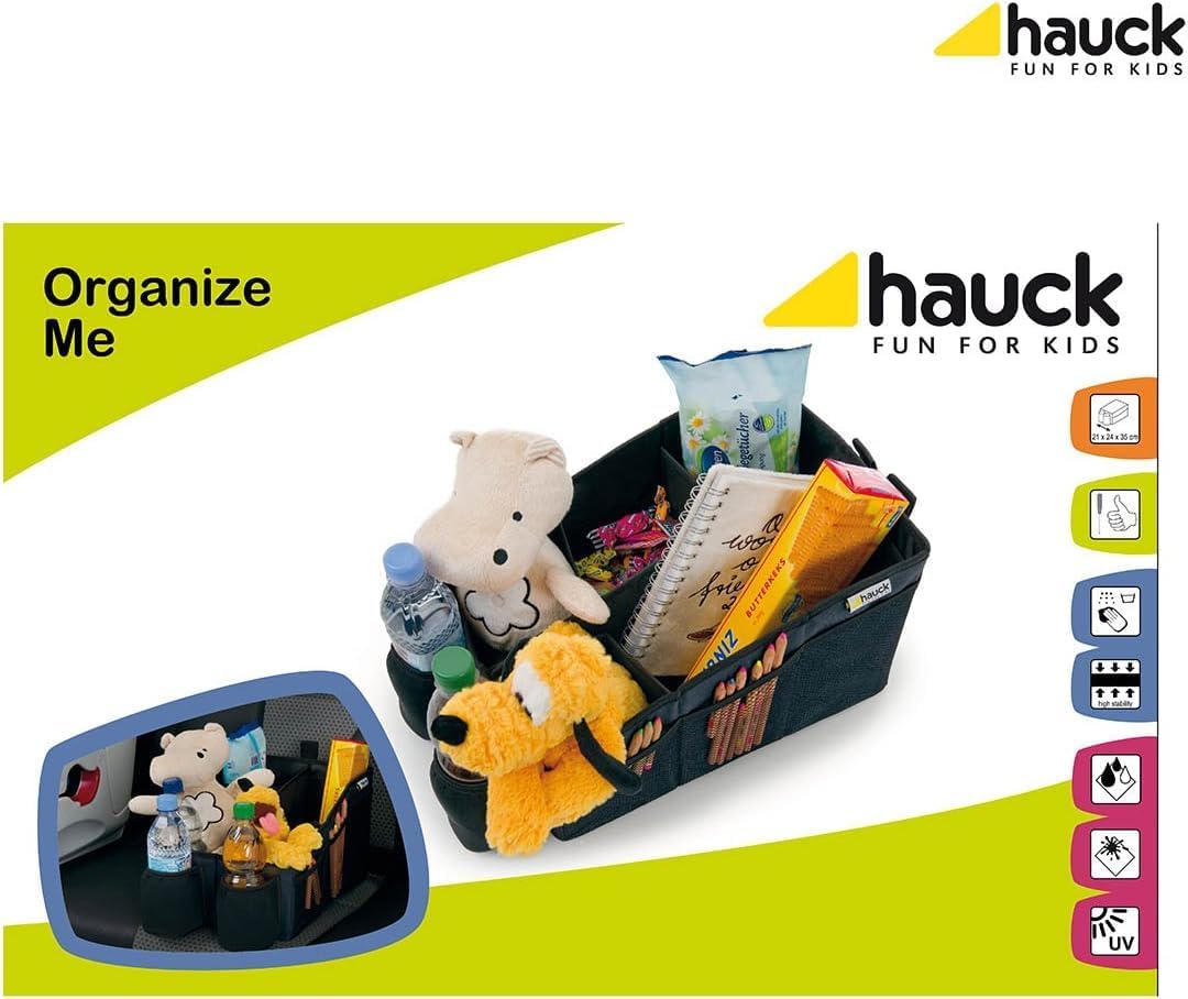 hauck Auto Organizer mit 2 Getränkehalter, 6 verstellbare Fächer & Tragegriff für Rücksitzbank Kinde