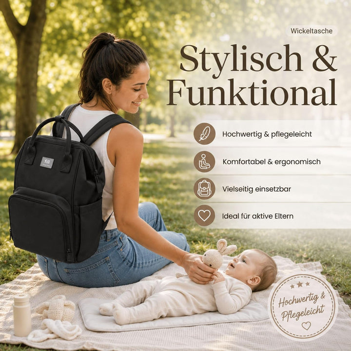 Fillikid Wickelrucksack Barcelona | Geräumiger & stylischer Rucksack mit vielen Fächern, isoliertem