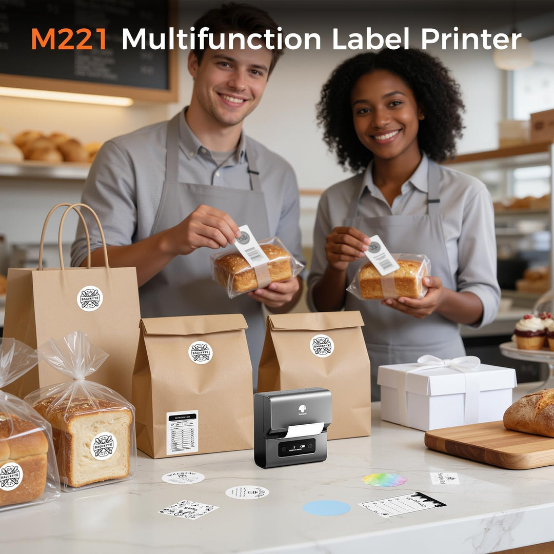 Phomemo M221 Etikettendrucker Bluetooth, Barcode Etikettendrucker, Beschriftungsgerät Unterstützung