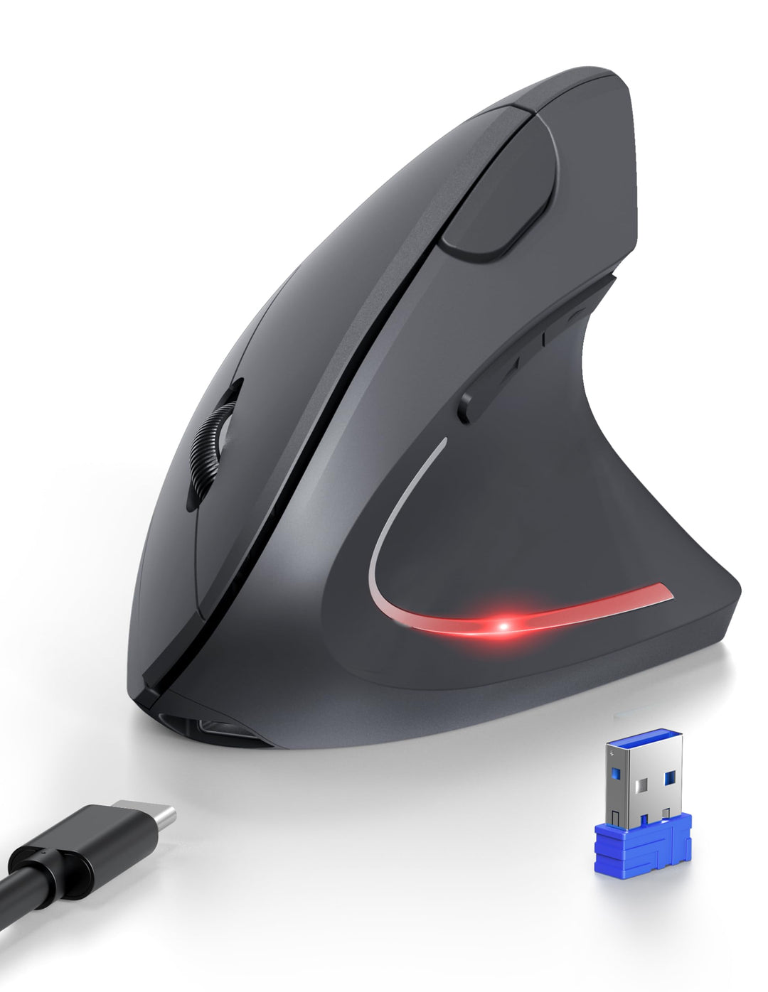 TECKNET Ergonomische Bluetooth Maus, Wiederaufladbar Kabellose Vertikale Maus (BT 5.0/3.0 + 2.4G), 6
