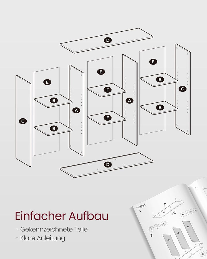 VASAGLE Bücherschrank, Bücherregal, mit 9 Fächern, Büroregal, Würfelregal, Standregal, für Wohnzimme