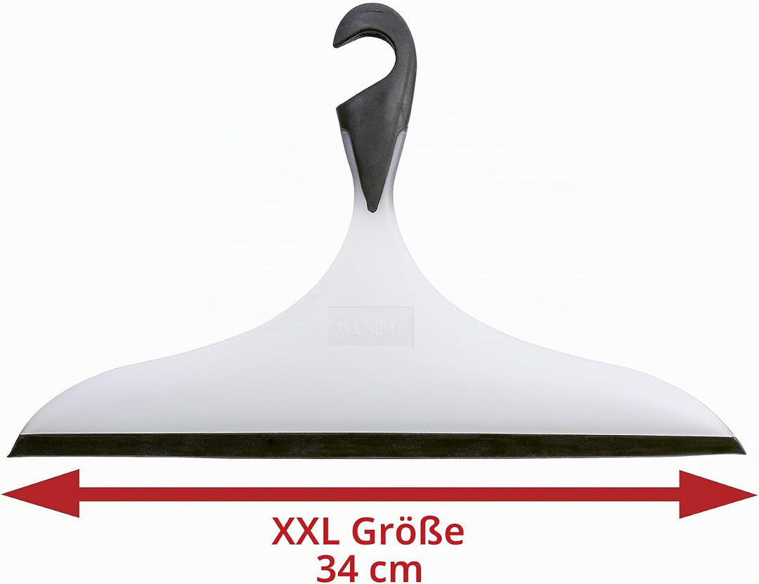WENKO Badezimmerwischer XXL Loano Weiss-Schwarz - Duschabzieher, Universalwischer für Bad und Dusche