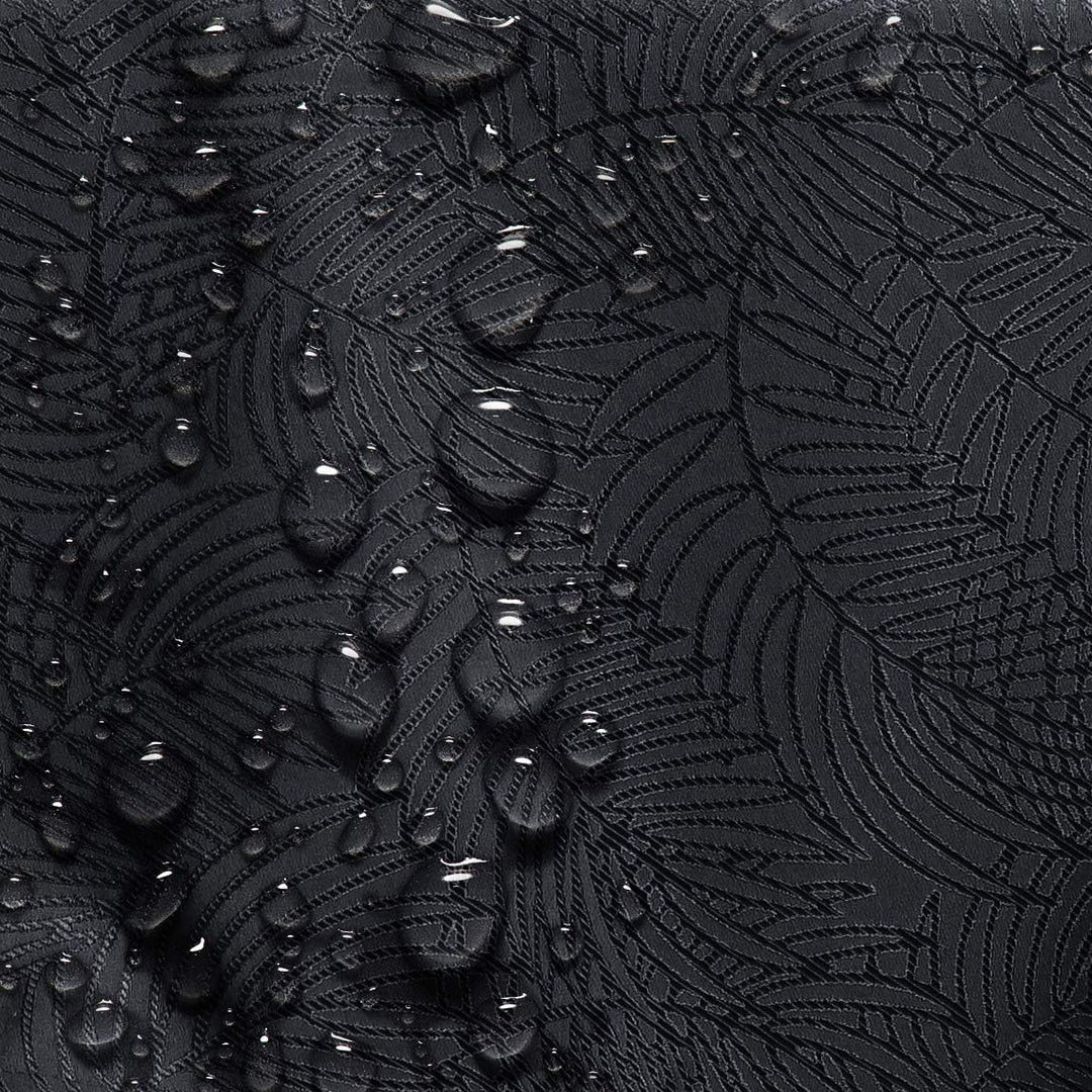 AmeliaHome Tischläufer Set 35x300 cm und 115x300 cm Lotuseffekt Wasserabweisend Blätter Schwarz Gaia