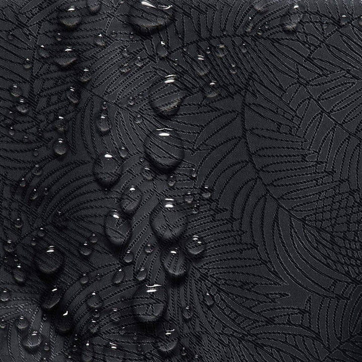 AmeliaHome Tischläufer Set 35x300 cm und 115x300 cm Lotuseffekt Wasserabweisend Blätter Schwarz Gaia