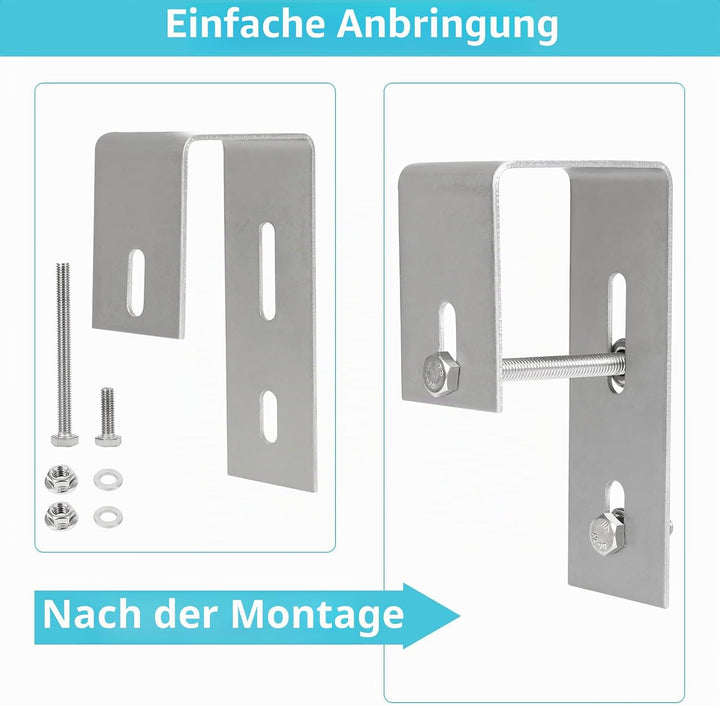 Solarmodul Halterung Balkon, Solarpanel Halterung Haken Balkon, Edelstahl Balkonhaken für Eckig Balk