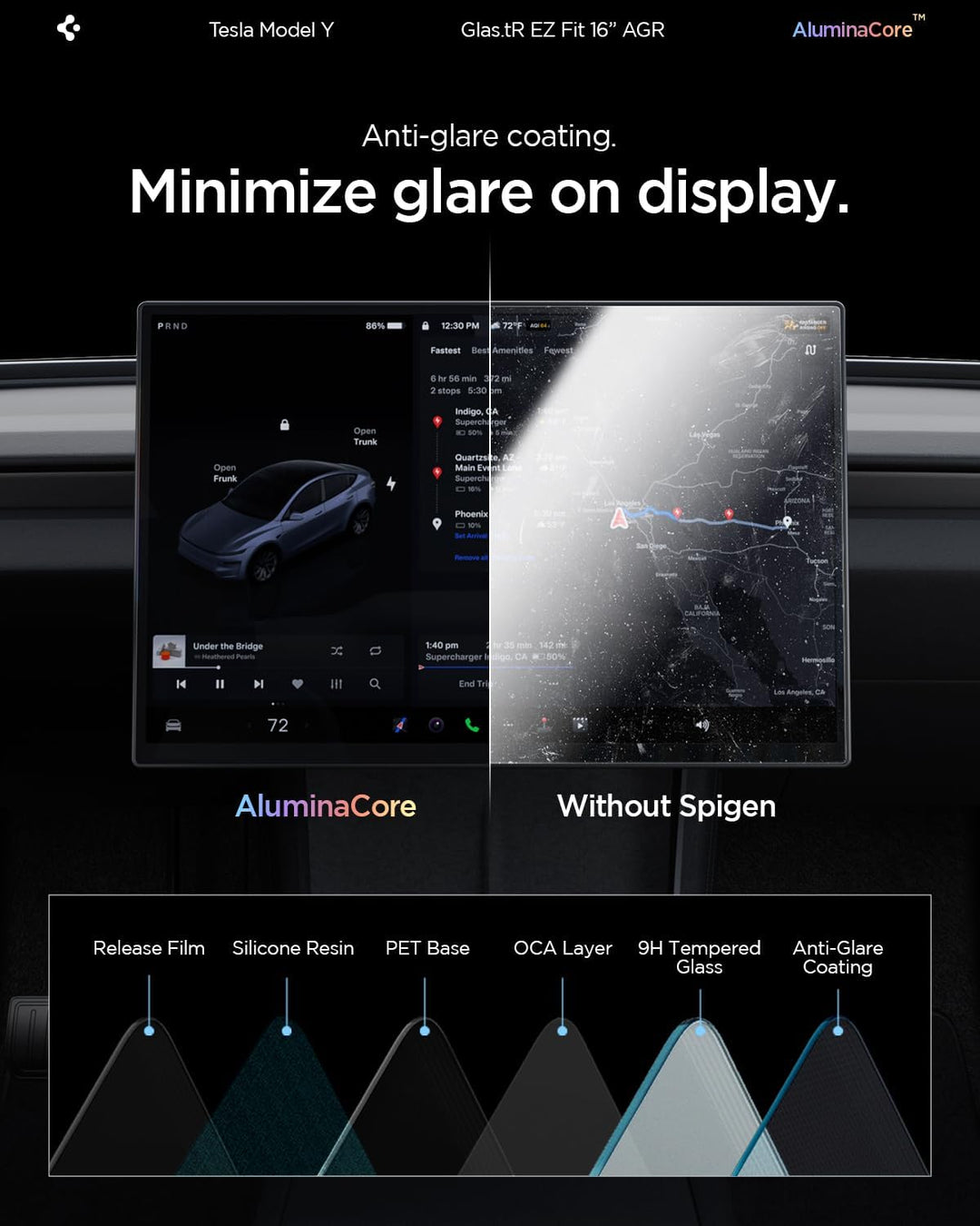 Spigen Glas.tR EZ Fit Schutzfolie für Tesla Model Y L(2026), Model Y Standard(2026), Model Y Perform