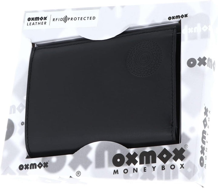 Oxmox Leder Geldbörse Leather RFID Protect Kombibörse Circle Bloom Embossed Black schwarz Circle Blo