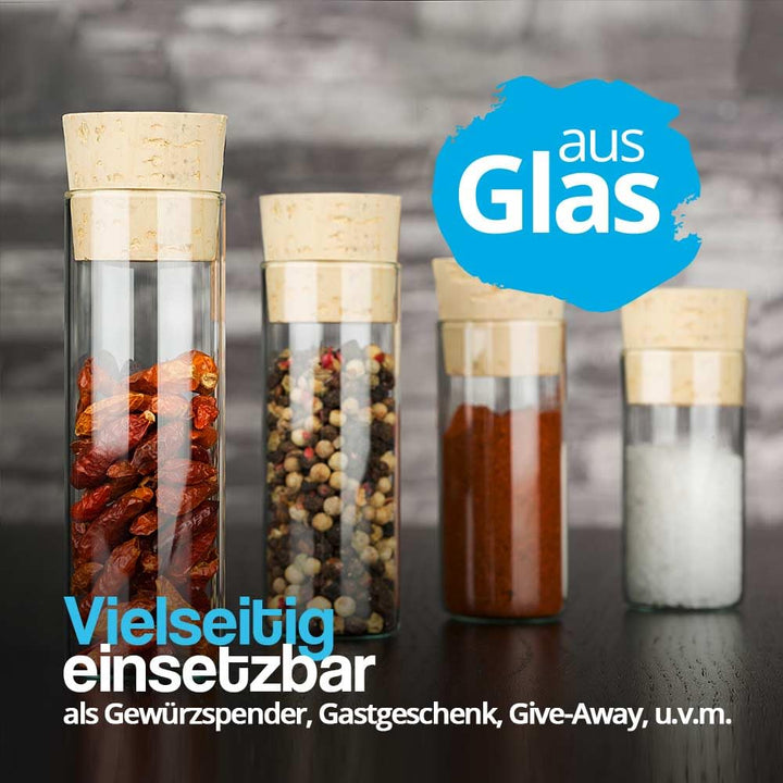 Tuuters 100 Stück Glas Reagenzgläser mit Korken (80 x Ø 30mm) Flachboden | 40ml Reagenzglas mit Natu