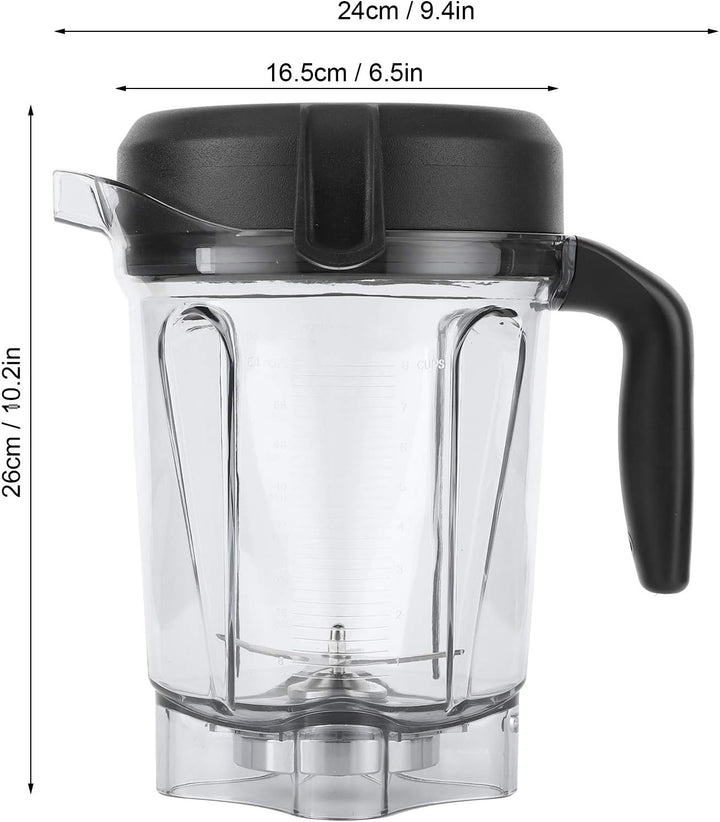 Tbest Mixerbehälter, Mixbecher, Transparenter Behälter für Küchenmixer mit Ersatzdeckel und Klinge,